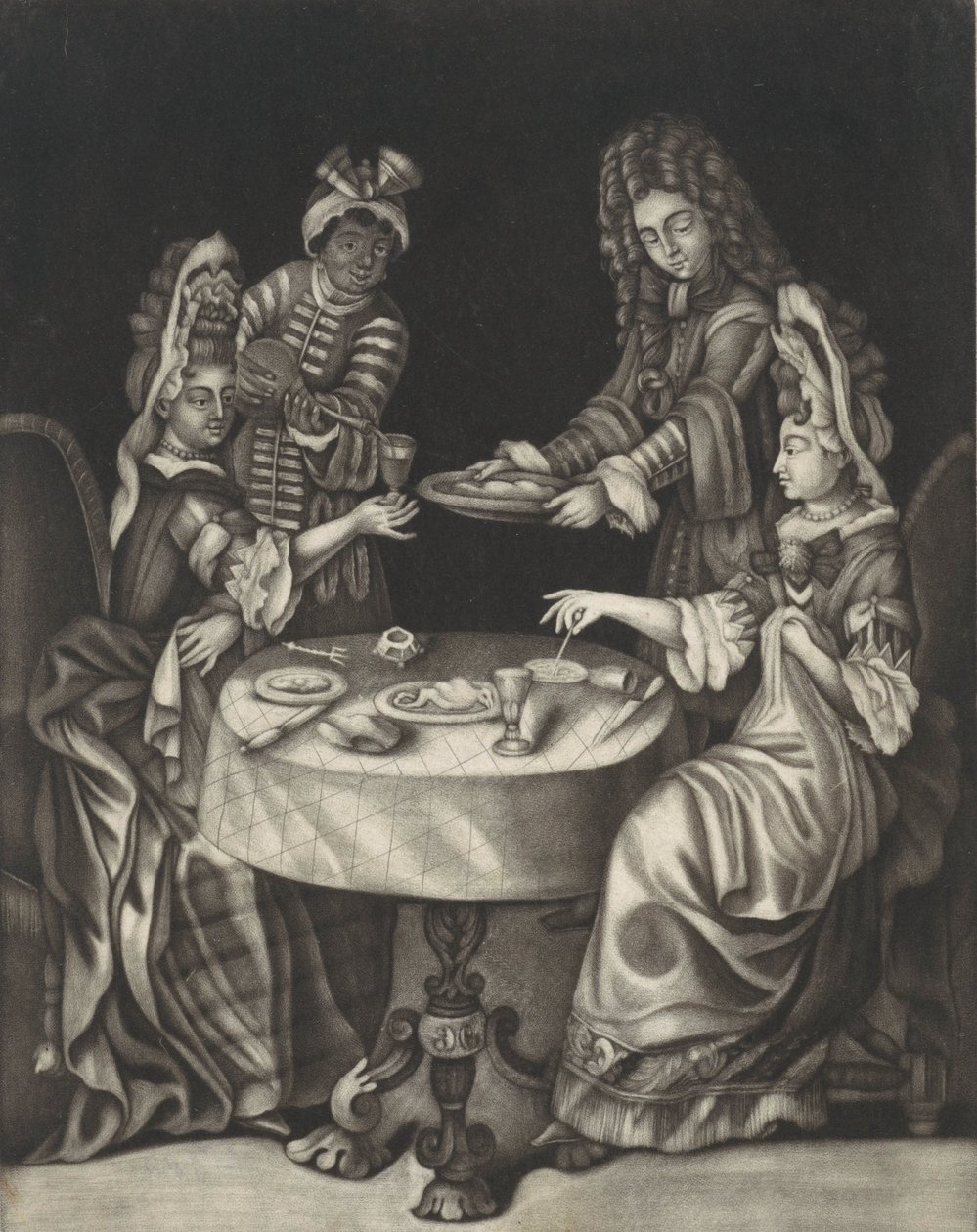 Két hölgy étkező, 1650-1701 (nyomtatott) alkotó: Dutch School