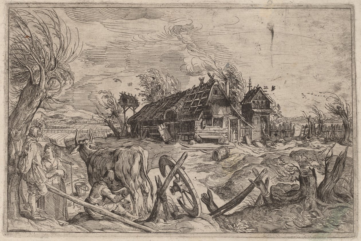Táj egy parasztházzal alkotó: Dutch 17th Century, formerly Jacques de Gheyn II