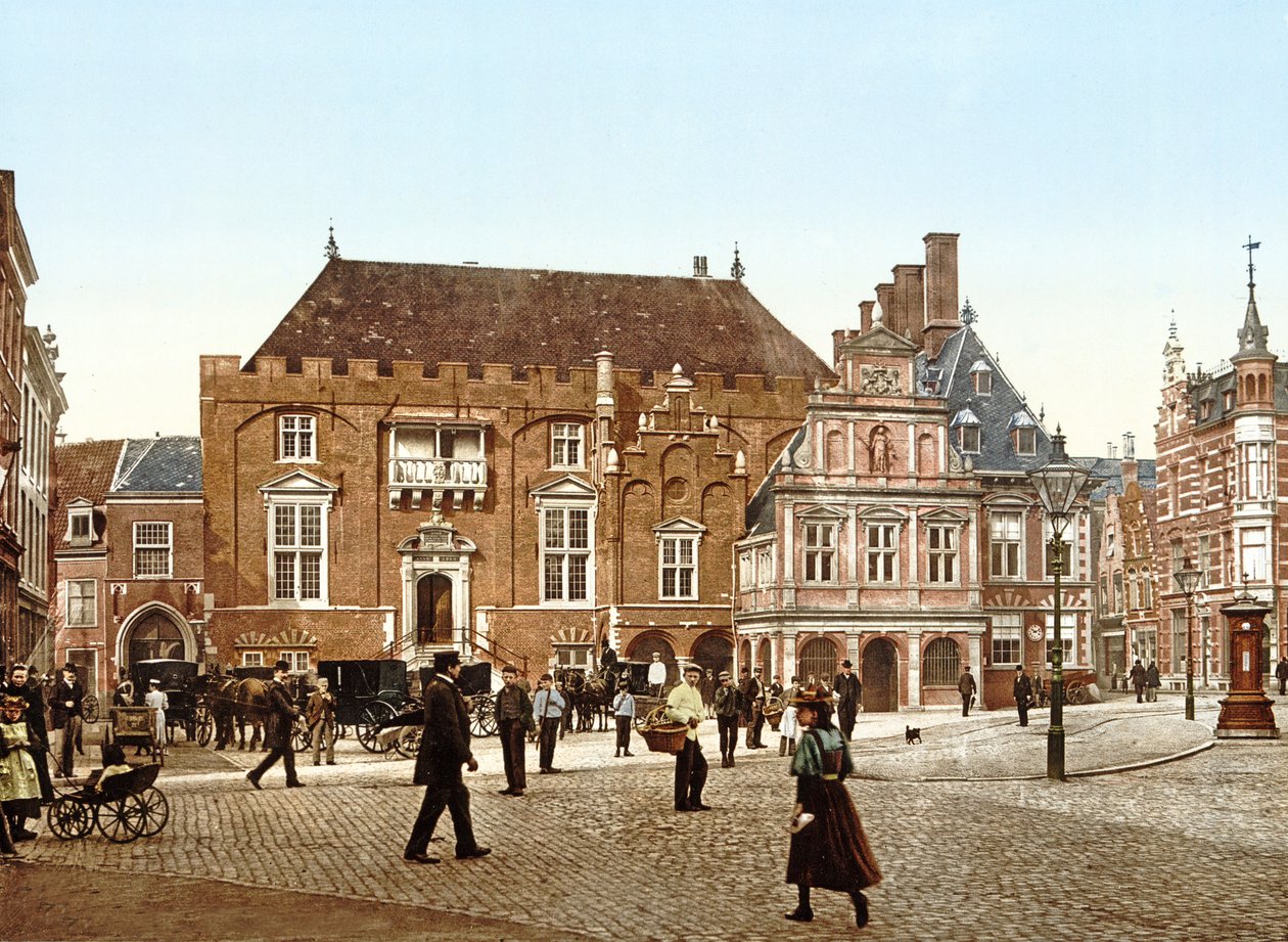 Városháza a Grote Markt-on, Haarlem, Hollandia, pub.c. 1900 alkotó: Dutch Photographer
