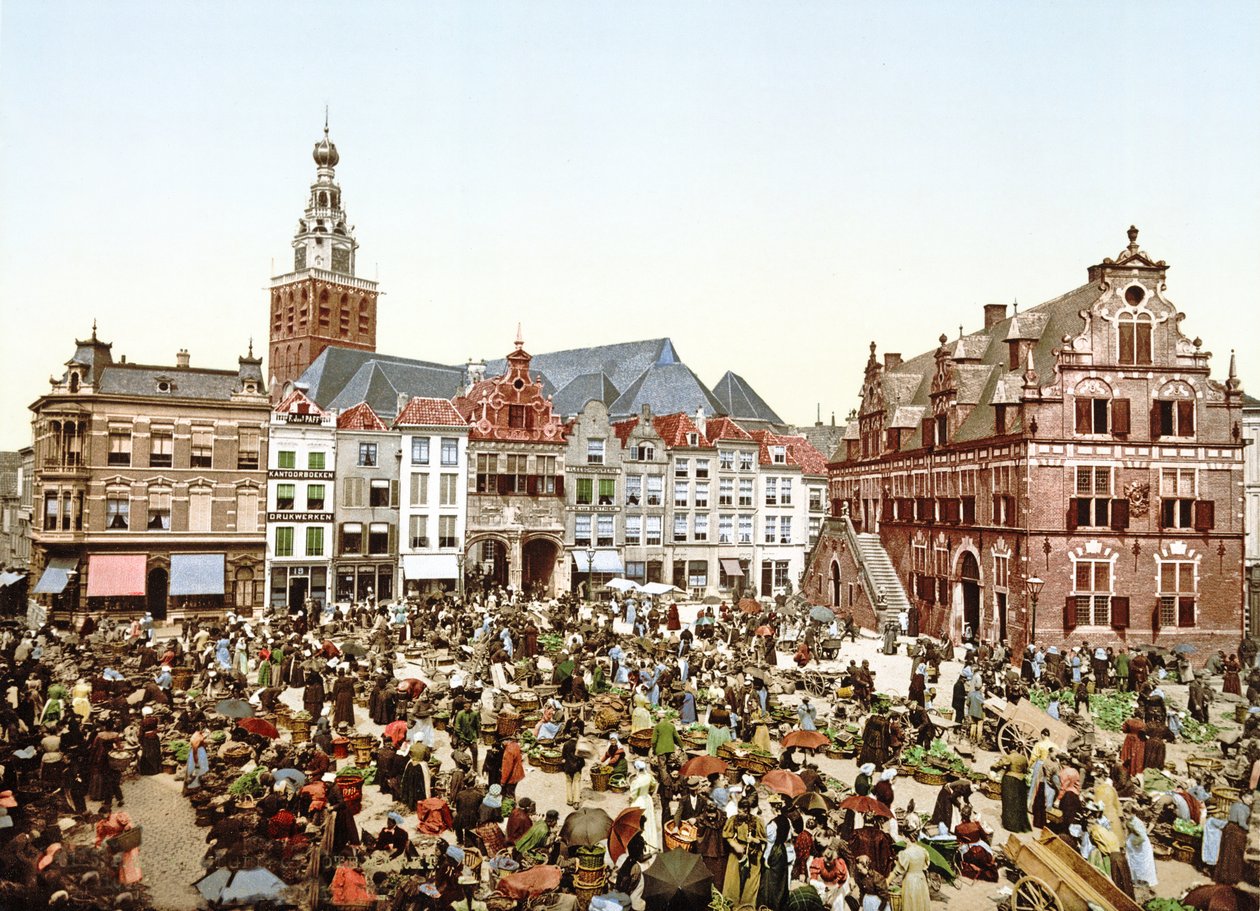Grote Markt, Nijmegen, Hollandia, 1900 körüli kiadás. alkotó: Dutch Photographer