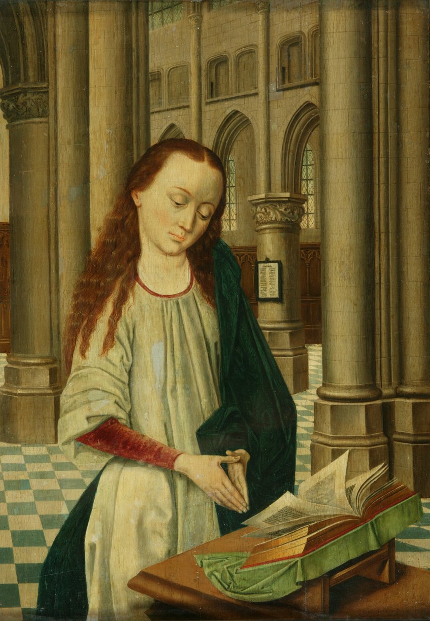 Egy női szent (olaj a panelen) alkotó: Dutch School