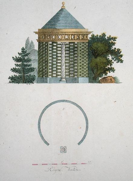 Egy kerti pavilon, G. van Laar „Magazine of Garden Gems” című művéből, 1802-ben (színes litho) alkotó: Dutch School