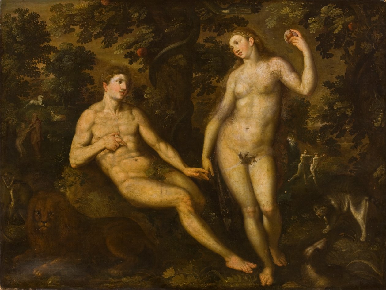 Ádám és Éva az Édenkertben, 1590-1610 körül alkotó: Dutch School