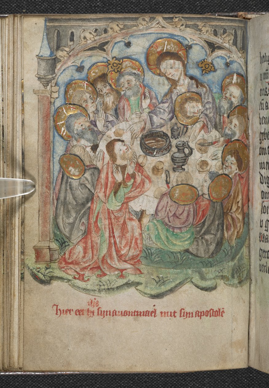 Add hozzá 50005 f.85v, Az utolsó vacsora, c.1410-20 (vellum) alkotó: Dutch School