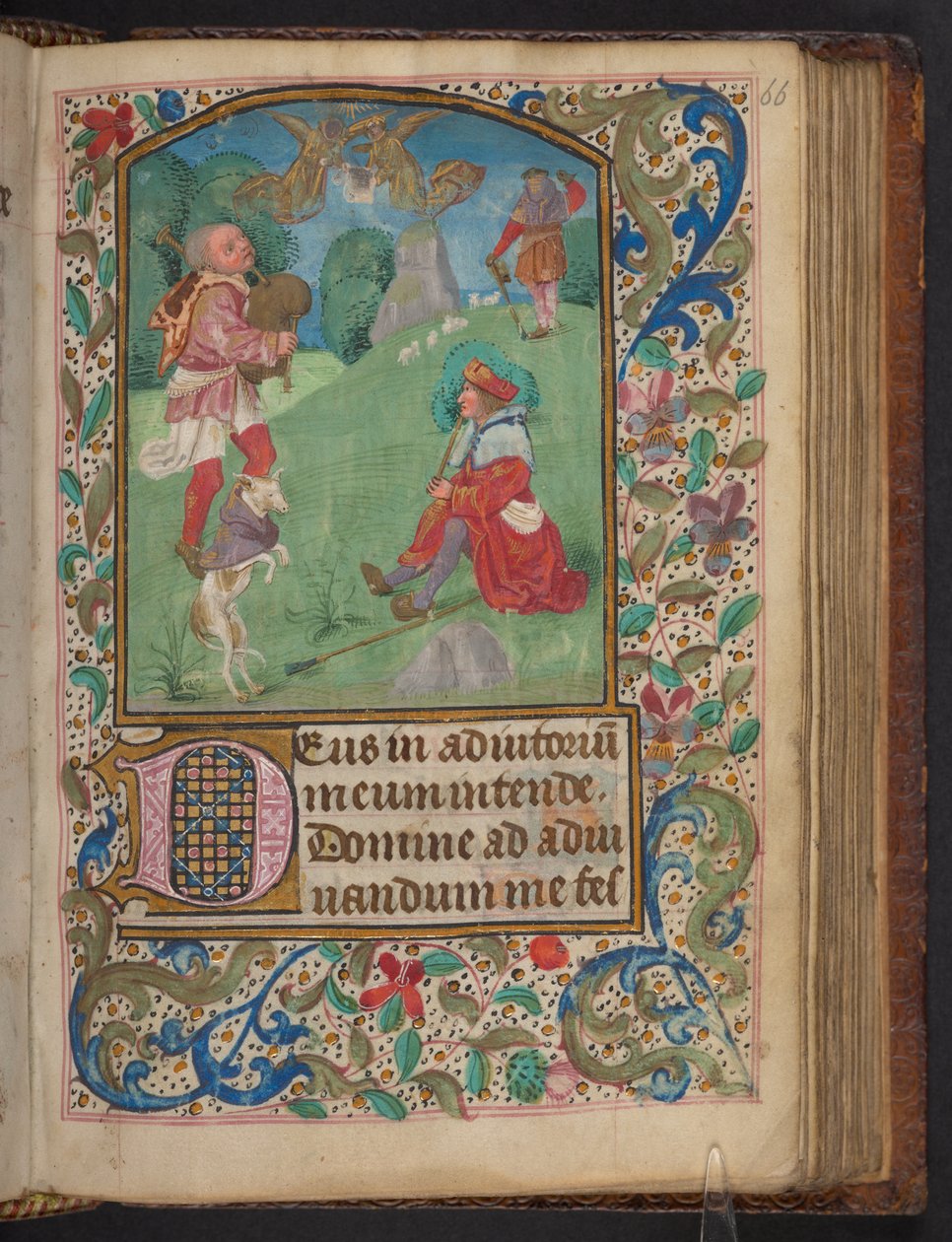 Angyali üdvözlet a pásztoroknak, Harley 2923, f.66r, c.1480 (vellum) alkotó: Dutch School