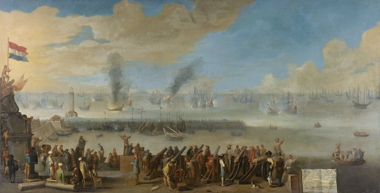 Livornói csata, 1653. március 14., esemény az első angol-holland háborúból, 1653-60 után alkotó: Dutch School