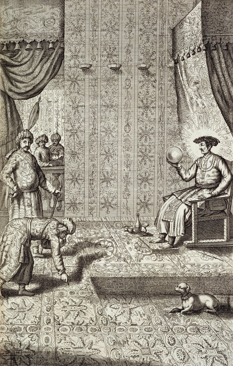 Kínai nagykövetek egy indiai uralkodóhoz, Kínából Illusztrálta: Athanasius Kircher (1601-80) 1667 alkotó: Dutch School