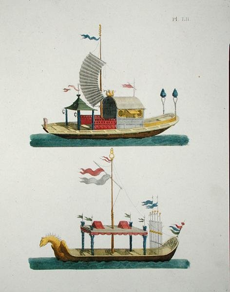 Kínai díszcsónakok, G. van Laar „Magazine of Garden Gems”-ből, 1802-ben (színes litho) alkotó: Dutch School