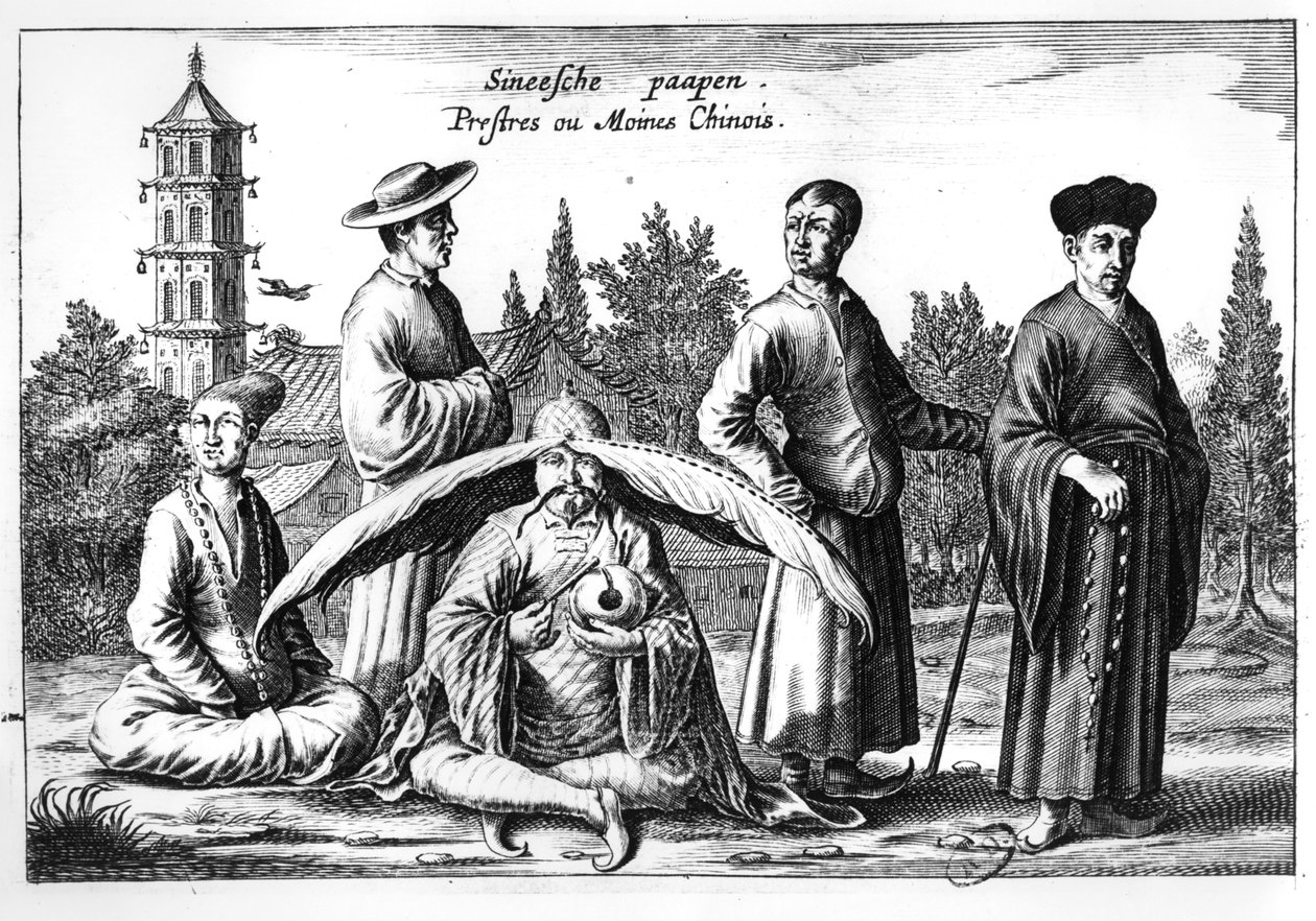Kínai papok és szerzetesek Kínából Illusztrálta: Athanasius Kircher (1601-80) alkotó: Dutch School
