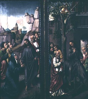 Krisztus búcsút vesz anyjától; Krisztus belépése Jeruzsálembe, 1500 körül alkotó: Dutch School