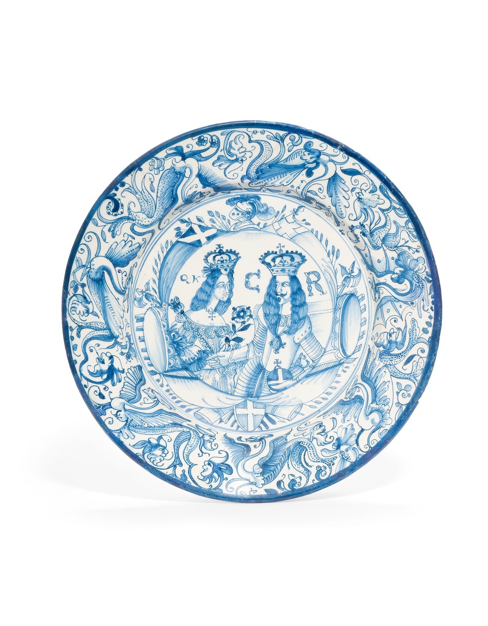 Delft kék-fehér királyi dupla portré töltő, c. 1662-85 alkotó: Dutch School