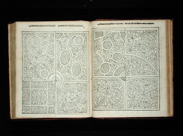Francia stílusú parterres, Johann van der Groen "A holland kertész" című művéből, 1699-ben jelent meg (metszet) (lásd még 171922). alkotó: Dutch School