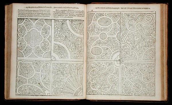Francia stílusú parterres, Johann van der Groen "A holland kertész" című művéből, 1699-ben jelent meg (metszet) (lásd még 171924). alkotó: Dutch School