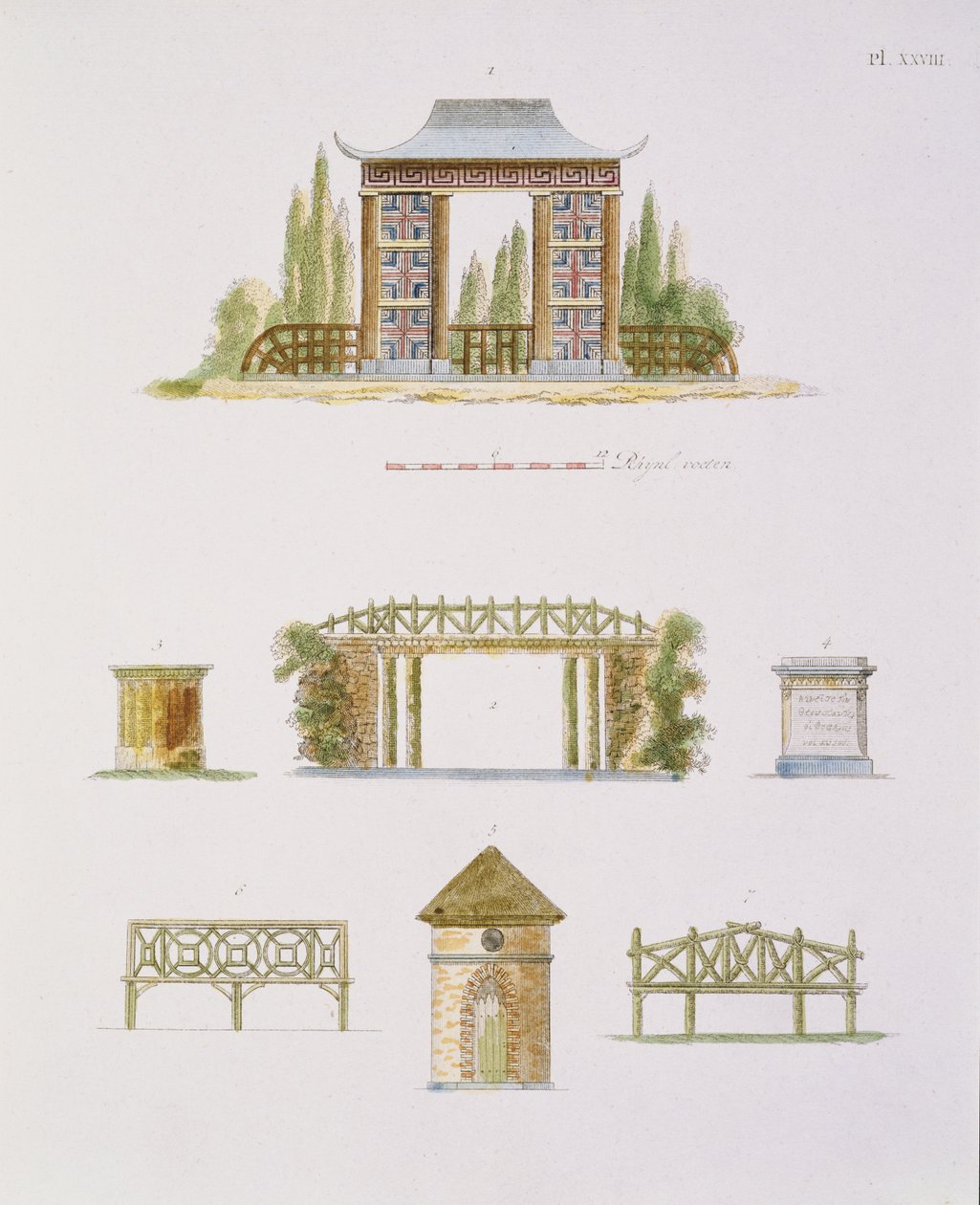 Kerti dekorációk, G. van Laar Magazine of Garden Gems-ből, 1802-ben (lásd még: 172967) alkotó: Dutch School