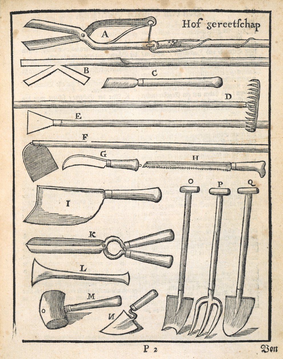 Kerti szerszámok, Johann van der Groen holland kertészéből, 1699-ben alkotó: Dutch School