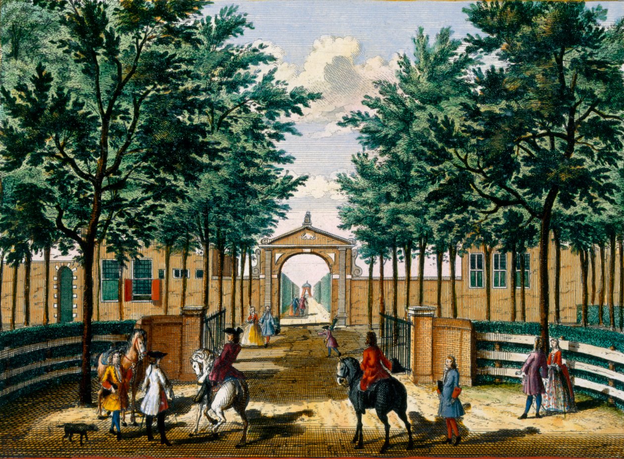 Francois van Haringkaspel örömpalotájának kertjei, Hendrick de Leth és Matthias Brouerius Van Nidek Het Zeganpralent Kennemerlant című könyvéből, 1700-1730 körül alkotó: Dutch School