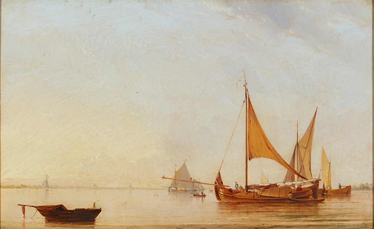 Hajnali hajók kikötője (olaj a fedélzeten) alkotó: Dutch School