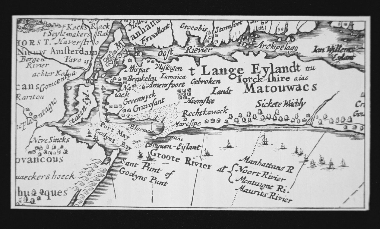 New York City története: Holland térkép, amely Manhattan visszafoglalását mutatja alkotó: Dutch School
