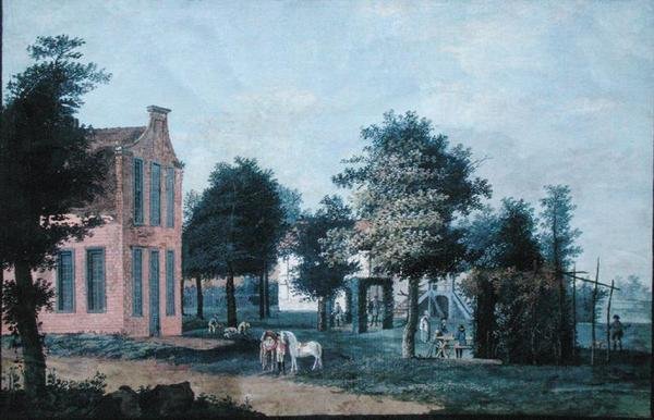 Vadászok kerti környezetben, 1770 körül (guache papíron) alkotó: Dutch School