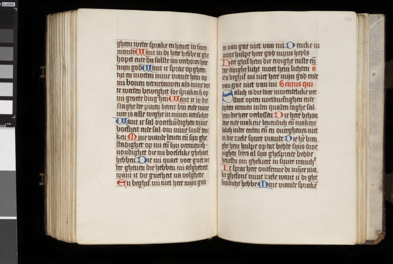 MS McClean 92, f.132v - f.133r, az órák könyvéből, 1470-90 körül alkotó: Dutch School