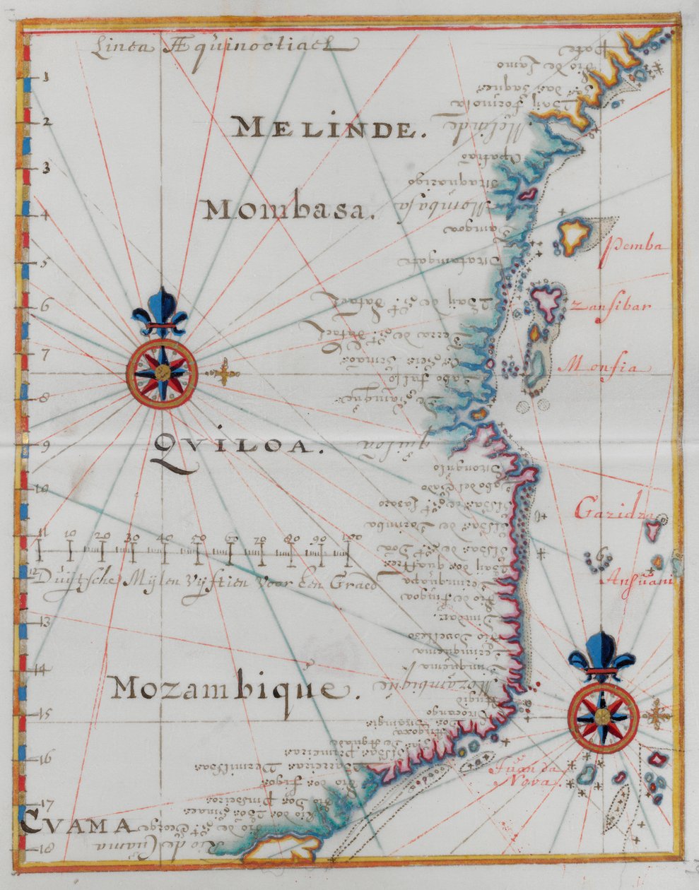 Mombasa térképe, Kelet-Afrika. alkotó: Dutch School