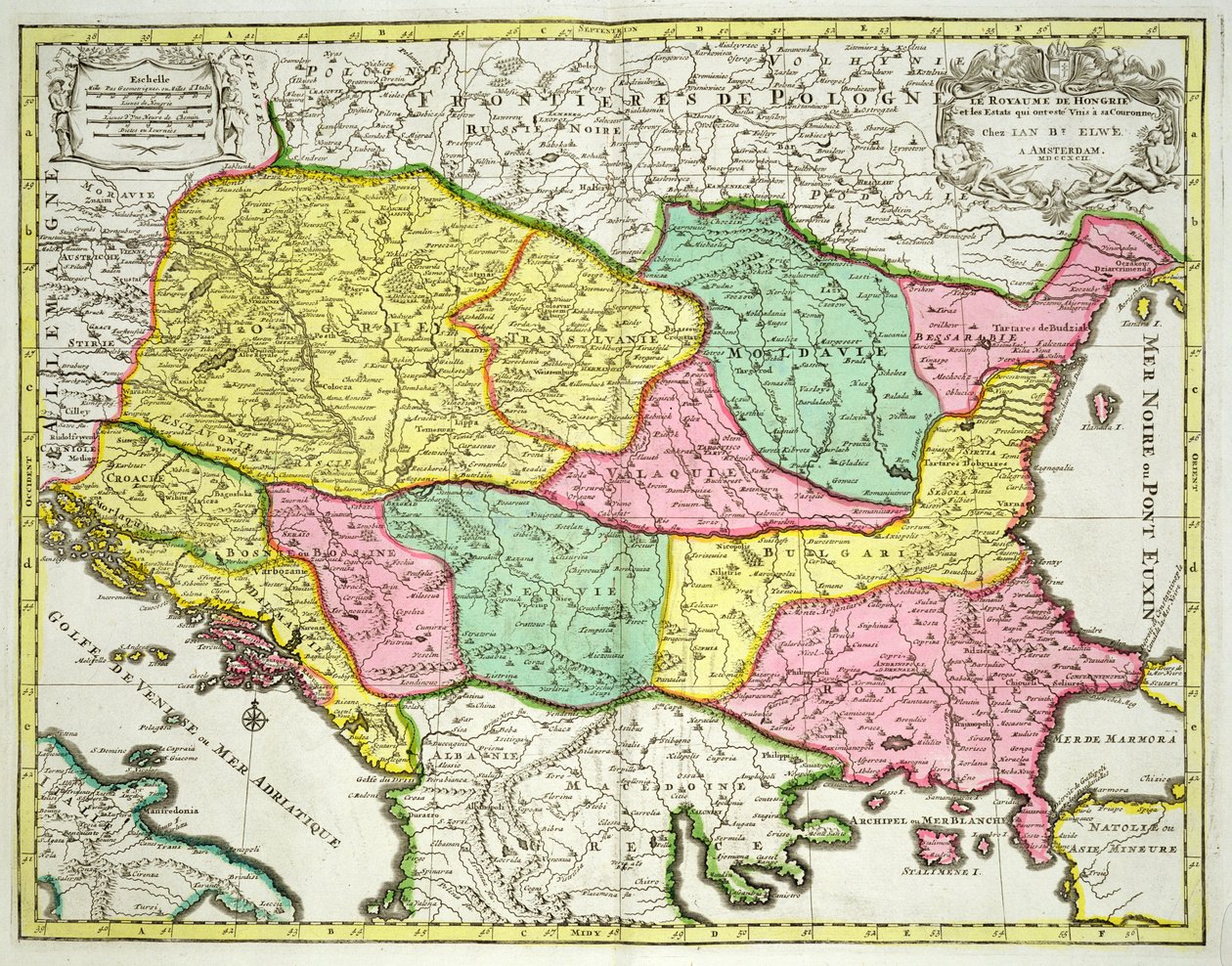 A Magyar Királyság és a Koronájával Egyesült Államok térképe, kocsma. Jan Barend Elwe, Amszterdam, 1742 alkotó: Dutch School