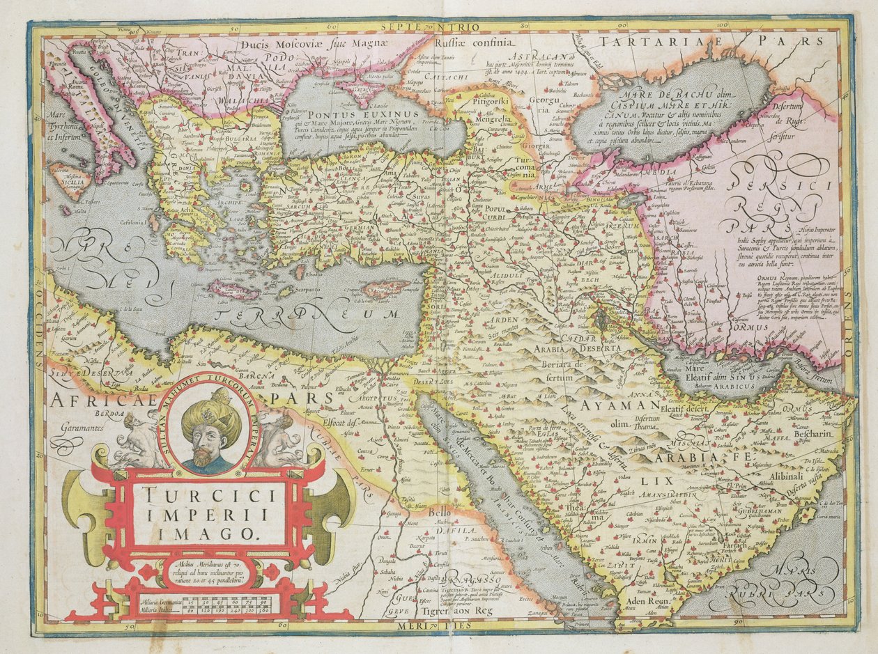 A Török Birodalom térképe, a Mercator Atlas kocsmából. Jodocus Hondius (1563-1612) Amszterdam, 1606 alkotó: Dutch School