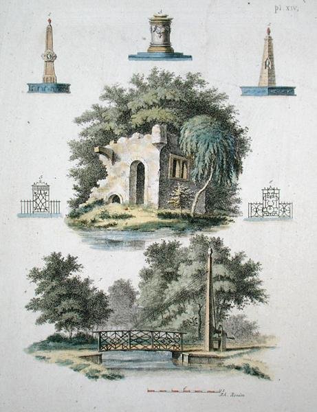 Díszkerti elemek, G. van Laar „Magazine of Garden Gems” című könyvéből, 1802-ben (színes litho) alkotó: Dutch School