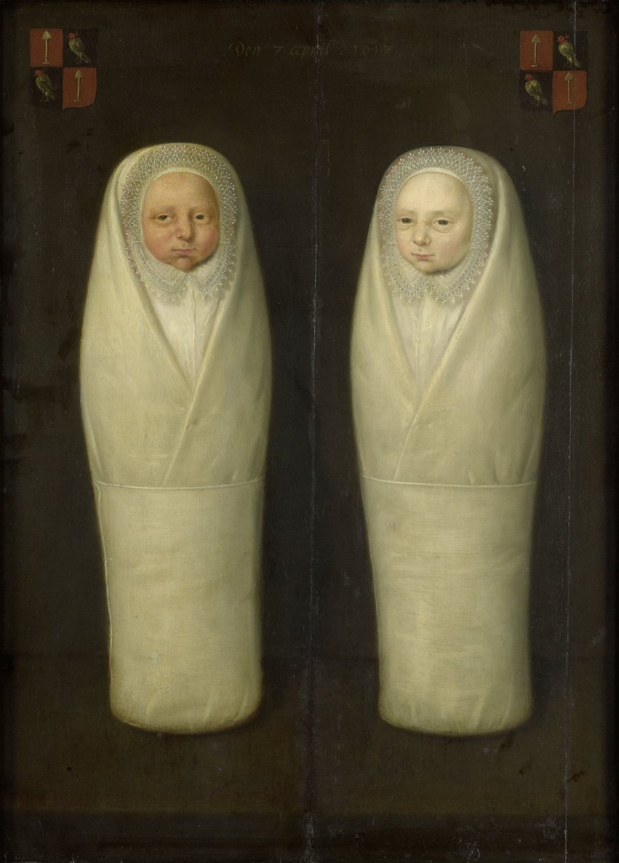 Bepólyált ikrek portréja: Jacob de Graeff és Aeltge Boelens korán elhunyt gyermekei, 1617 körül alkotó: Dutch School