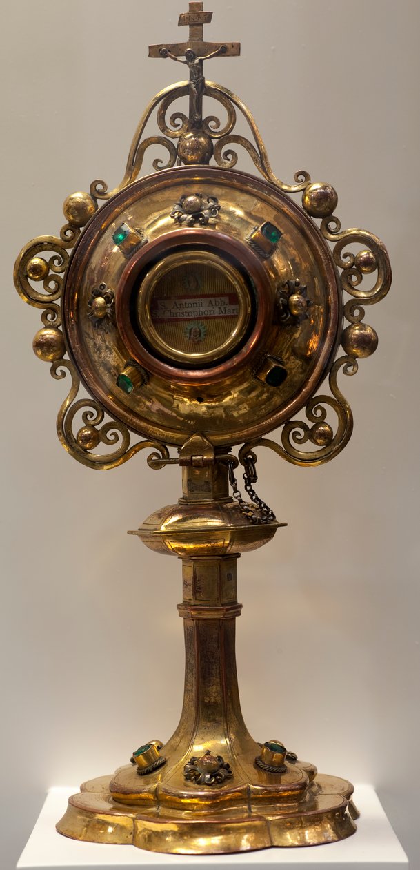 Szent Antoine apát és Szent Kristóf vértanú ereklyetartója, Dél-Németországban készült, 1579, Katedrális Kincstár, Szent Mihály és Szent Gudula székesegyház (fémmunkák) alkotó: Dutch School