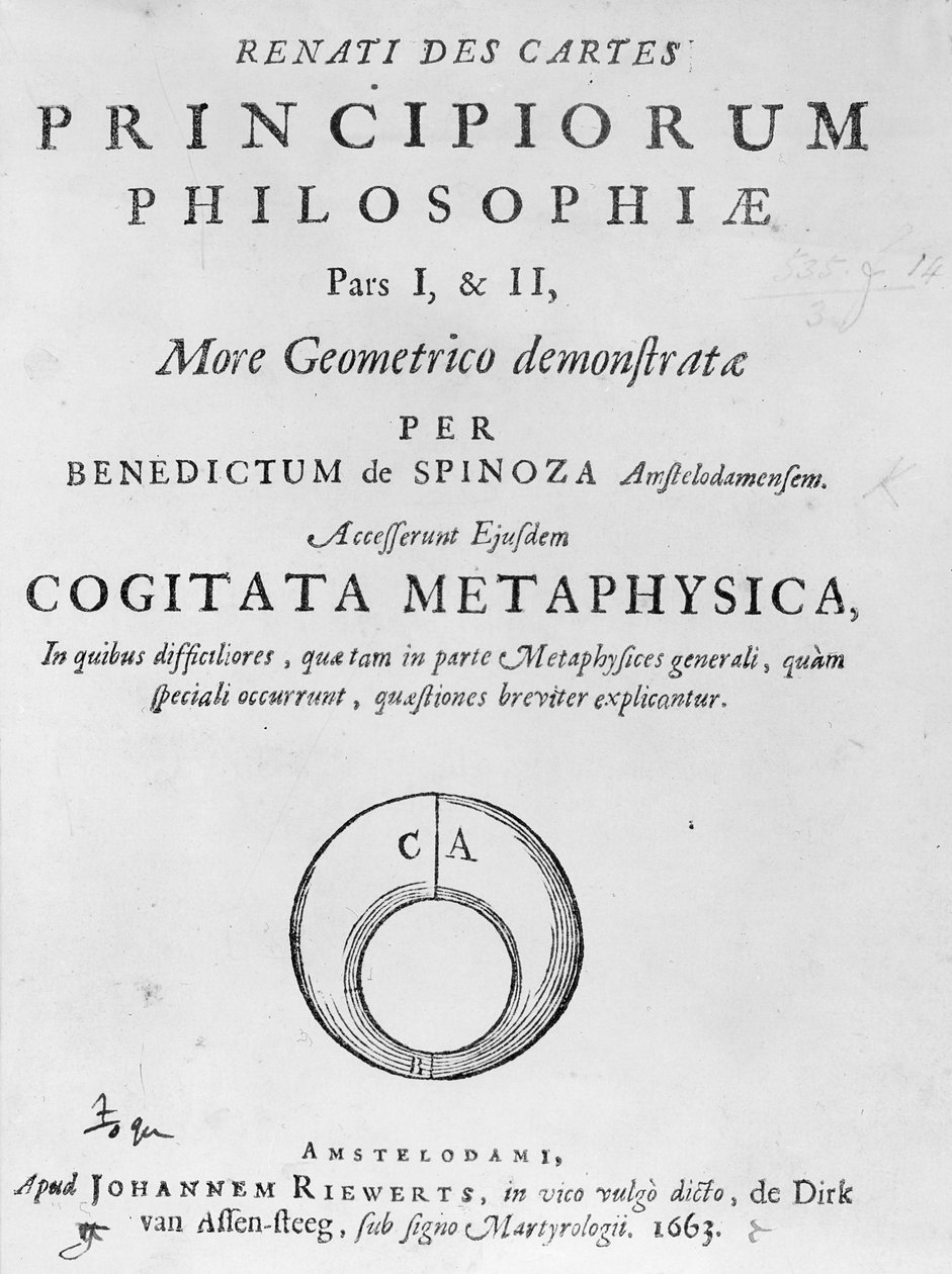 Címlap René Descartes filozófiai elveiről, Baruch Spinoza 1663-ban publikált alkotó: Dutch School