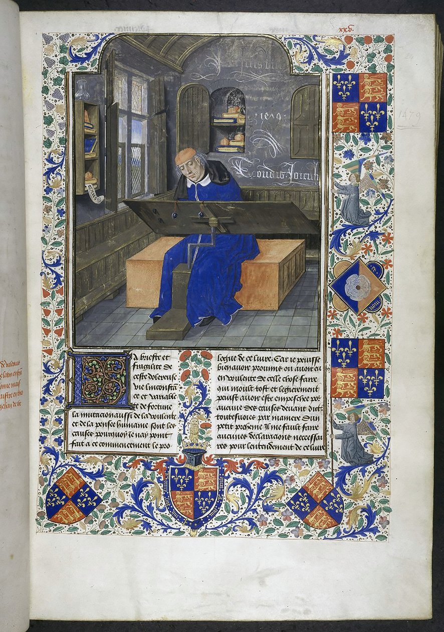 Munkahelyi fordító, a Tények és mondások emléktárgyaiból (vagy Les Faits et les Dits des Romains), Royal 18 E III, f.24 alkotó: Dutch School