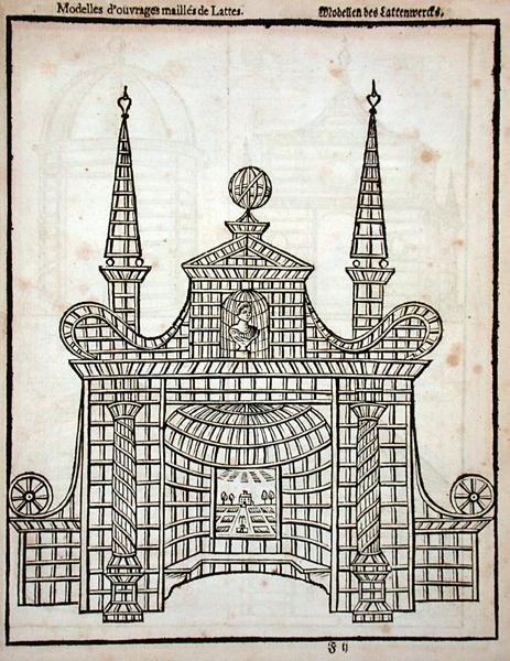 Trelliswork terv, Johann van der Groen „A holland kertész” című könyvéből, 1699-ben megjelent (metszet) alkotó: Dutch School