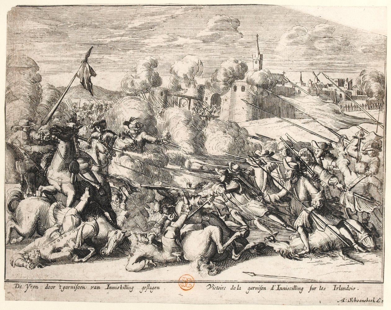 Az Enniskillen helyőrség győzelme az írek felett 1689-ben, 1691 körül alkotó: Dutch School