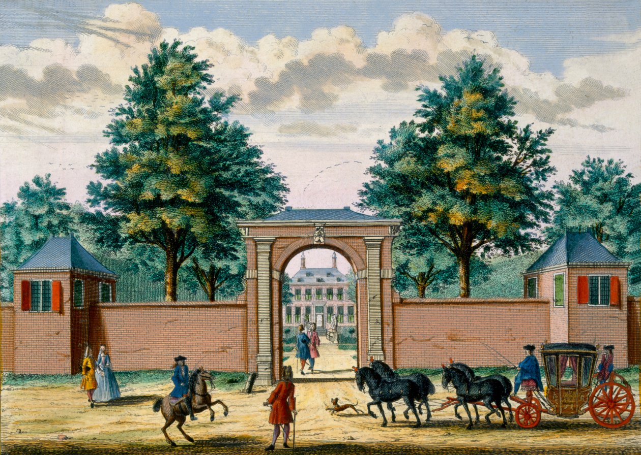 Kilátás az Akredam-házra, a Het Zeganpralent Kennemerlantból Hendrick de Leth és Matthias Brouerius Van Nidek, megjelent 1700-1730 körül alkotó: Dutch School