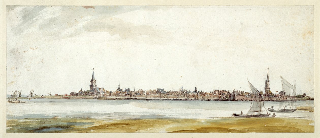 Emmerich látképe, 17. század vége (toll és barna tinta akvarellel papíron) alkotó: Dutch School