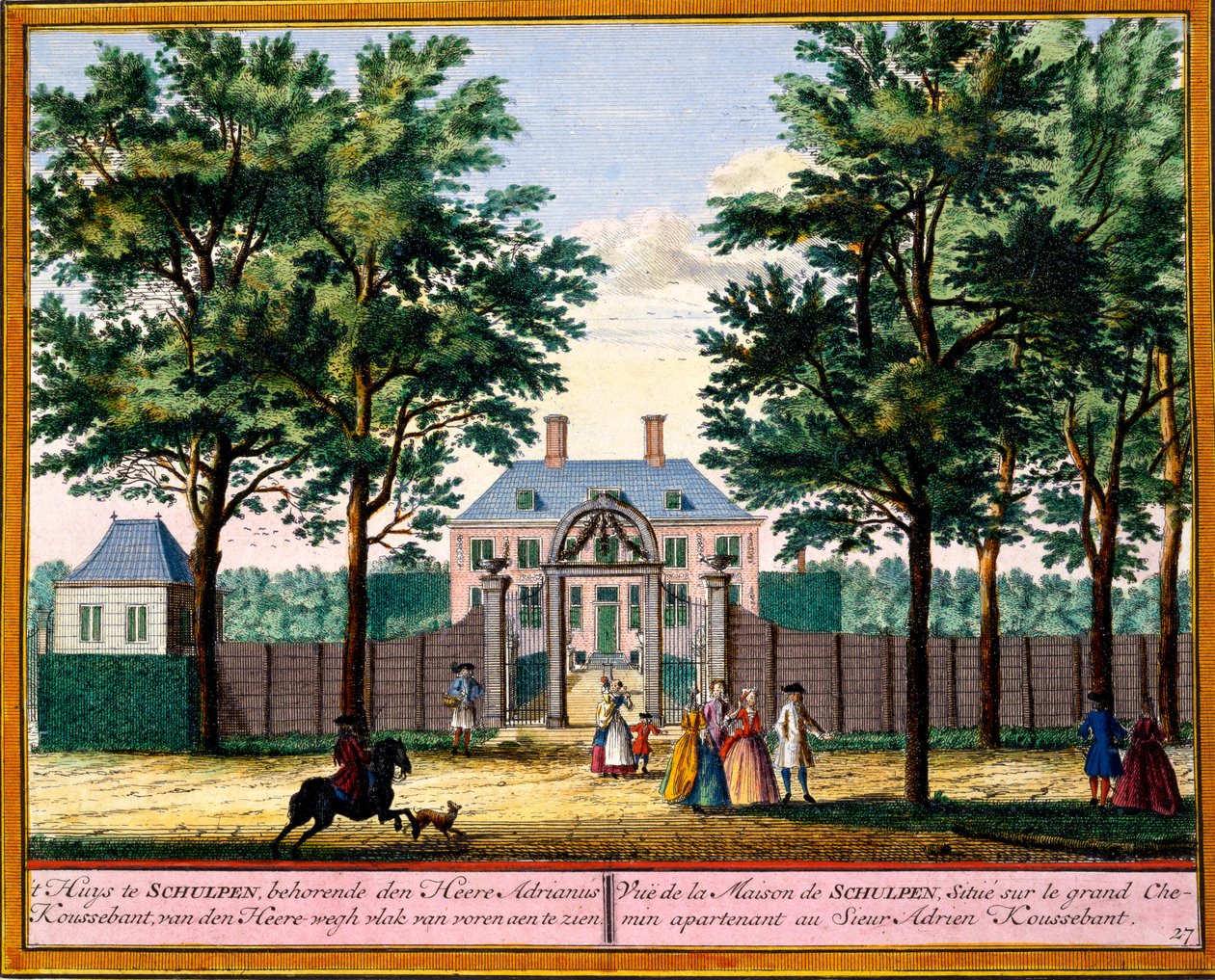 Kilátás a Schulpen-házra, a Het Zeganpralent Kennemerlantból Hendrick de Leth és Matthias Brouerius Van Nidek, megjelent 1700-30 körül alkotó: Dutch School