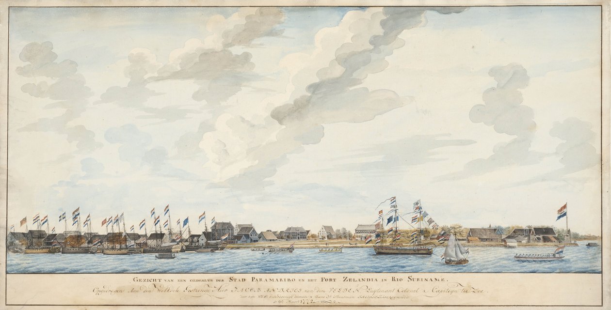 Kilátás Paramaribo városára és a Zeelandia erődre, 1772 alkotó: Dutch School