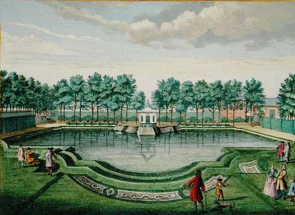 Kilátás a nagy tavon lévő szarvasparkra és a pavilonra, Hendrik de Leth és Matthias Brouerius Van Nidek 
