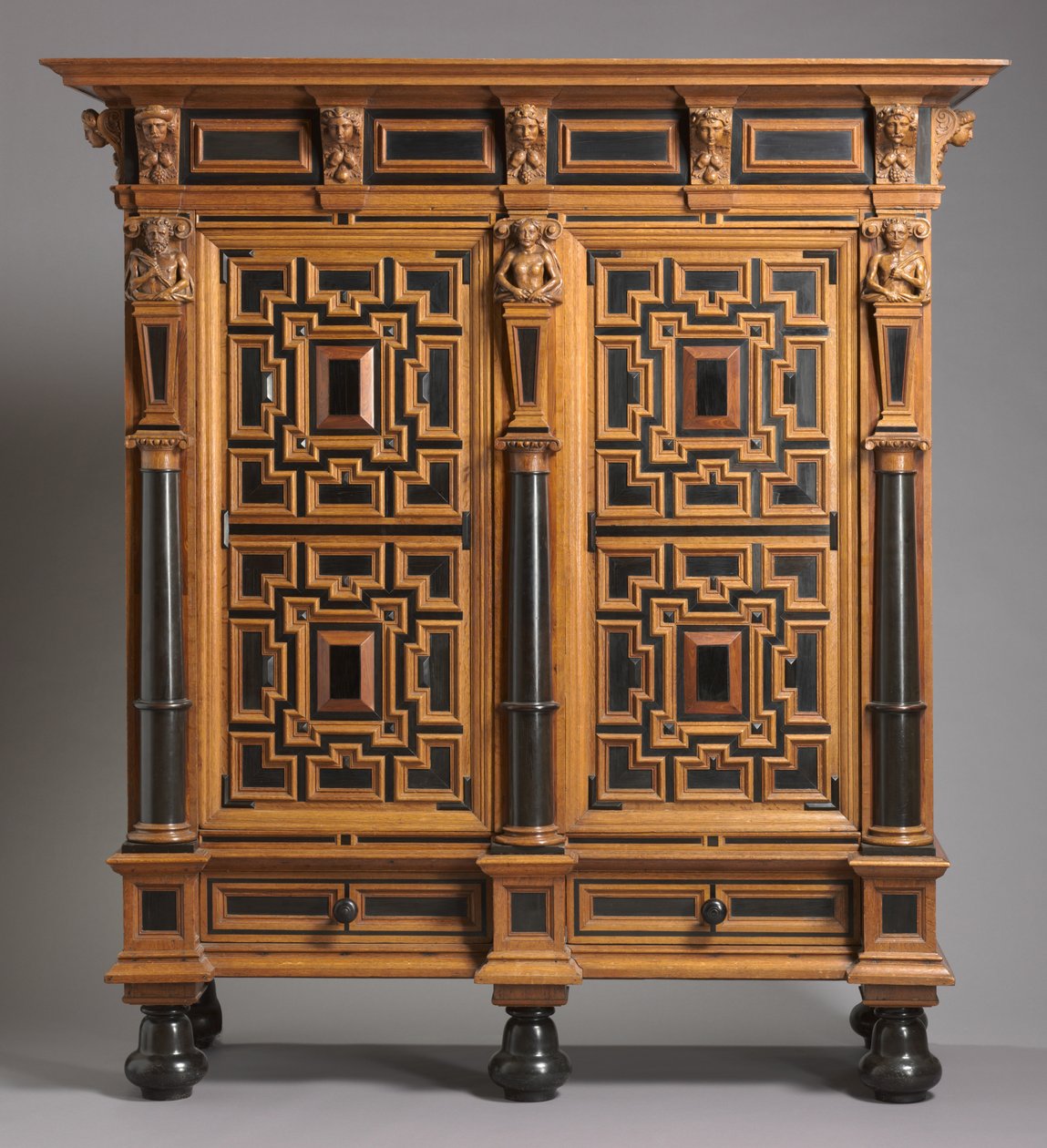 Szekrény (Kast), Hollandiában készült, 1625-1650 körül (tölgy ében- és rózsafa furnérral) alkotó: Dutch School