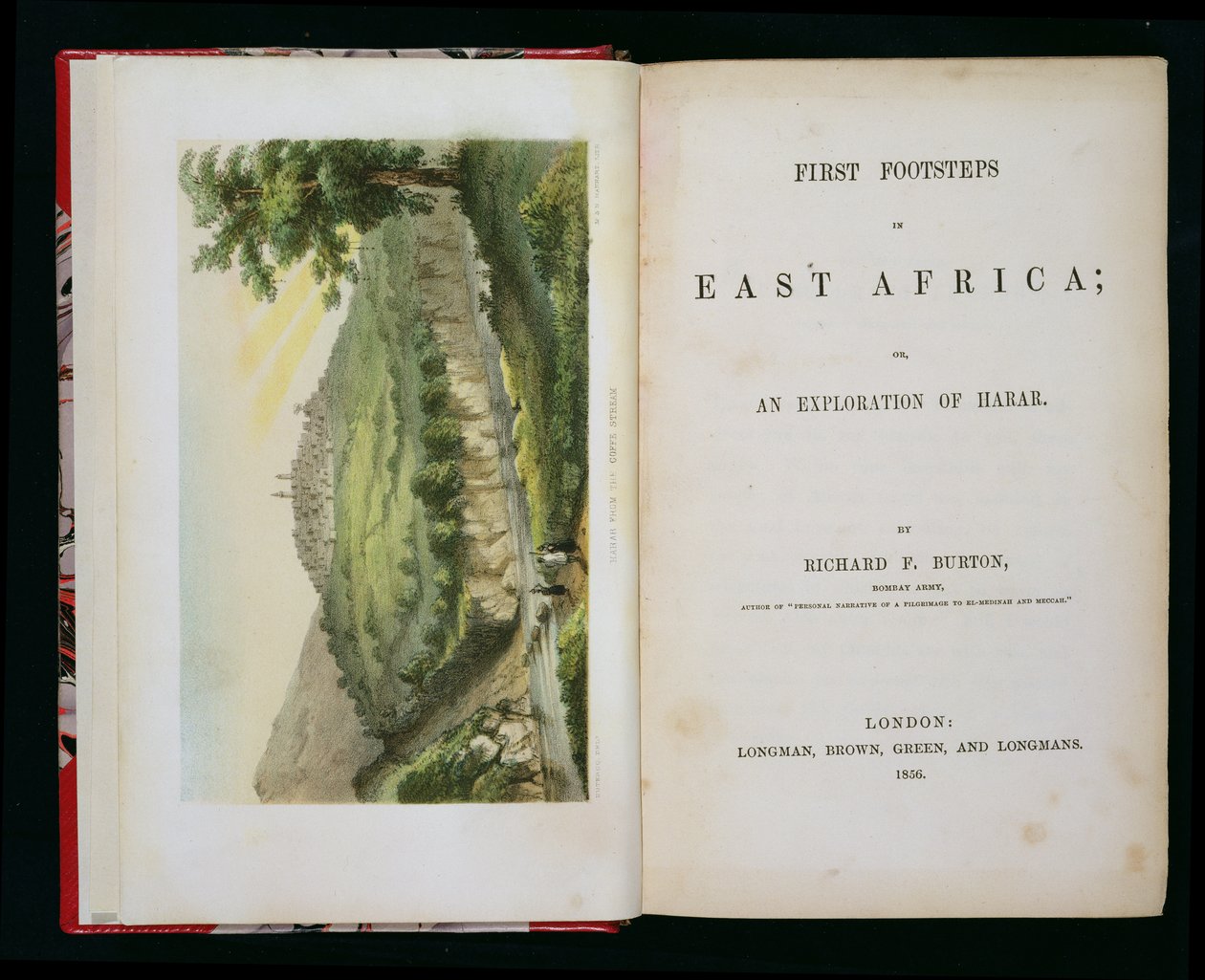 Harar a Kávéfolyamból, a First Footsteps in East Africa (Első lépések Kelet-Afrikában) című kiadványból: Harar felfedezése, írta Richard F. Burton (1821-90), metszette M & N Hanhart. alkotó: Duteroq