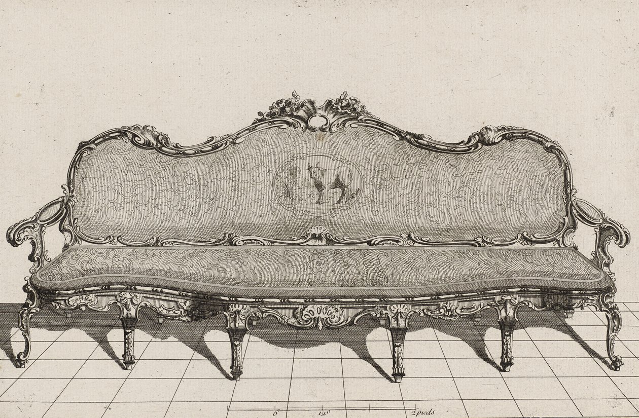 Canapé, 18. század második fele (metszet fektetett papírra) alkotó: Duval. A. (after)