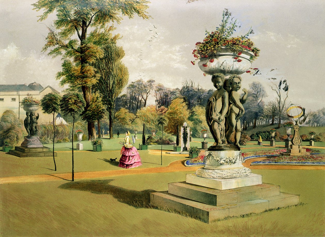 The Terrace Garden, Woburn Abbey (kromolito) alkotó: E. Adveno Brooke