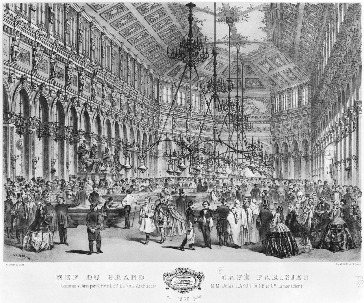 A „Grand Cafe Parisien” belseje, Párizs, 1856 alkotó: E. David