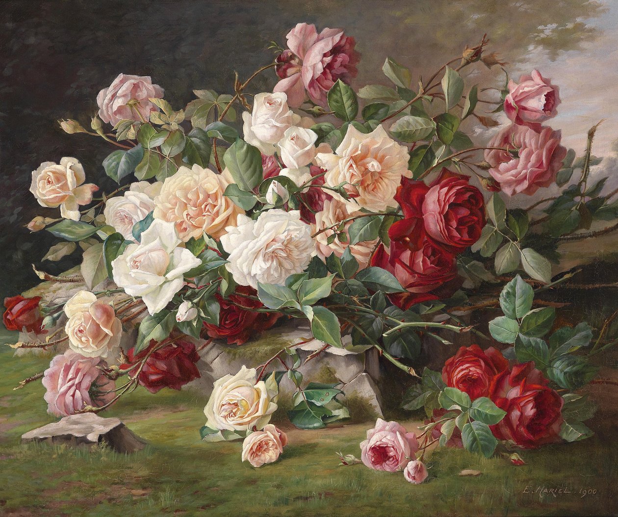 Rózsa csendélet alkotó: E. Hariel