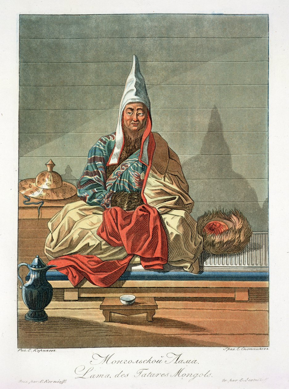 A mongol tatárok láma, Jegor Skotnikoff (1782-1843) metszete alkotó: E. Karnejeff