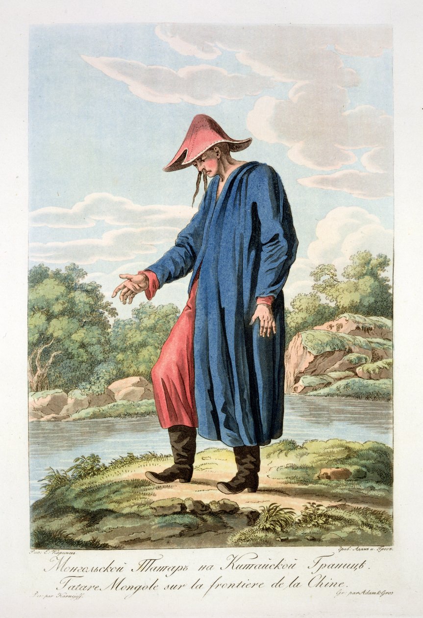 Mongol tatár a kínai határon, Victor Adam (1801-66) és Gros metszete. alkotó: E. Karnejeff