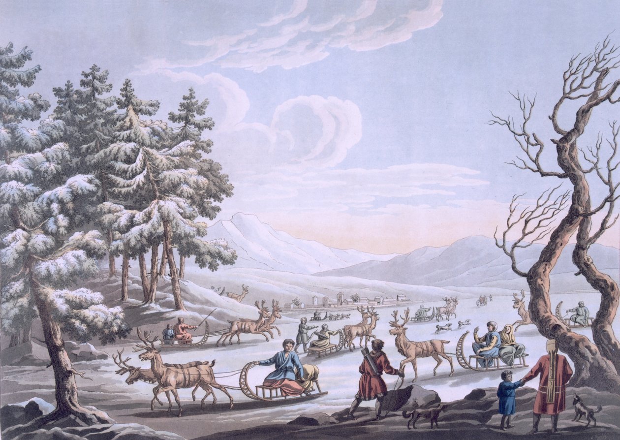 Tunguszi bennszülöttek távoznak a téli táborból, 1812-13 alkotó: E. Karnejeff