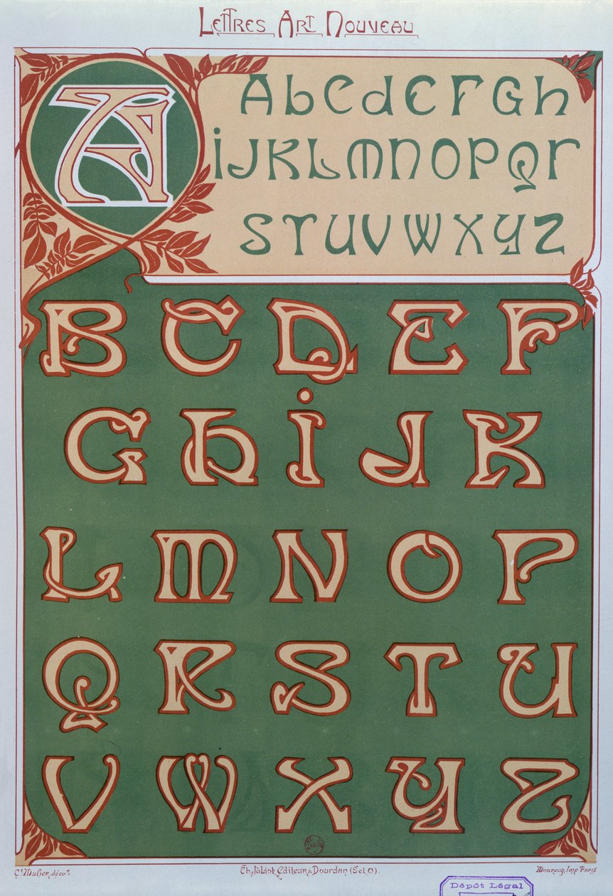 „Szecessziós” ábécé, 1903 alkotó: E. Mulier