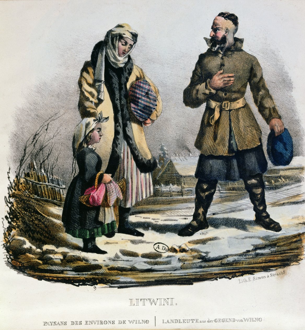 Litván parasztok a Vilnius régióból, 1830-40 körül alkotó: E. Simon